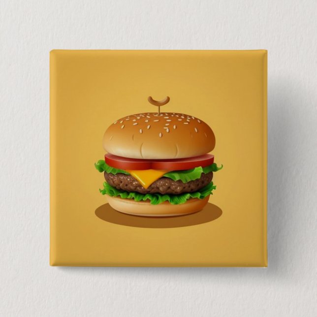 Cheeseburger with Yellow Background 15 Cm Square Badge (Front)