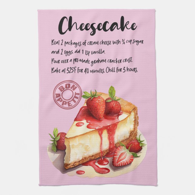 Cheesecake Baking Recipe Tea Towel (Vertical)