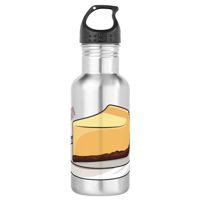 Cheesecake cartoon illustration 532 ml water bottle (Front)