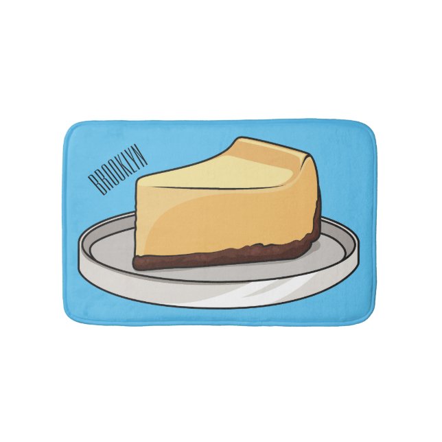 Cheesecake cartoon illustration bath mat (Front)