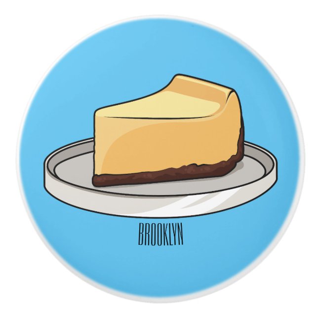 Cheesecake cartoon illustration ceramic knob (Front)