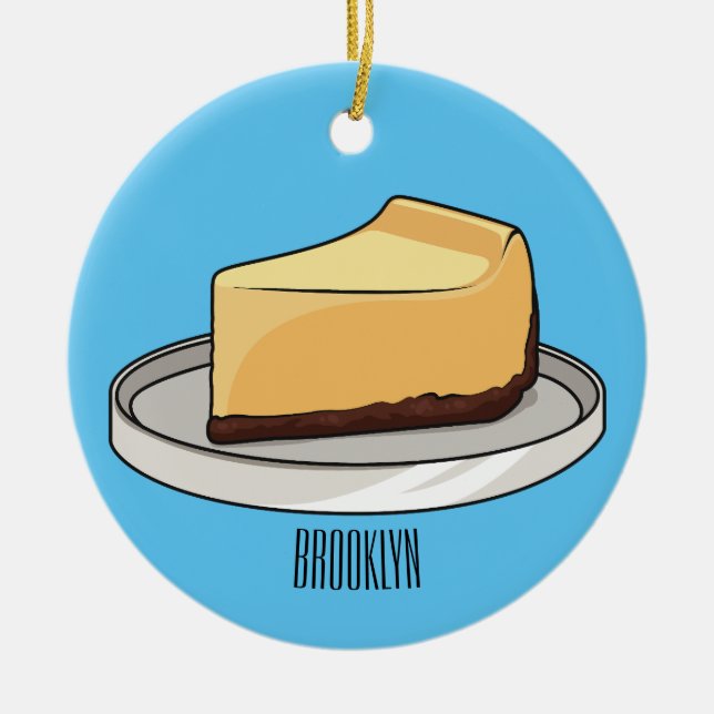Cheesecake cartoon illustration  ceramic tree decoration (Front)