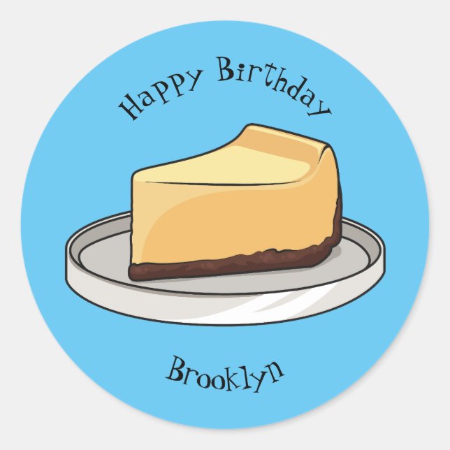 Cheesecake cartoon illustration  classic round sticker (Front)