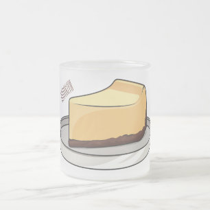 Cheesecake cartoon illustration  frosted glass coffee mug