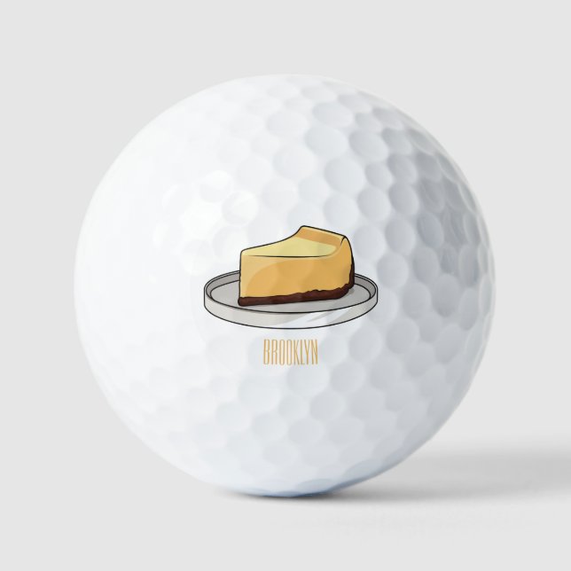 Cheesecake cartoon illustration  golf balls (Front)