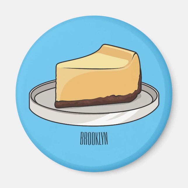 Cheesecake cartoon illustration magnet (Front)
