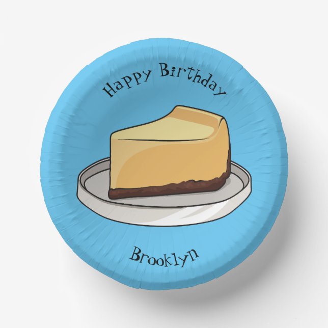 Cheesecake cartoon illustration paper plate (Front)