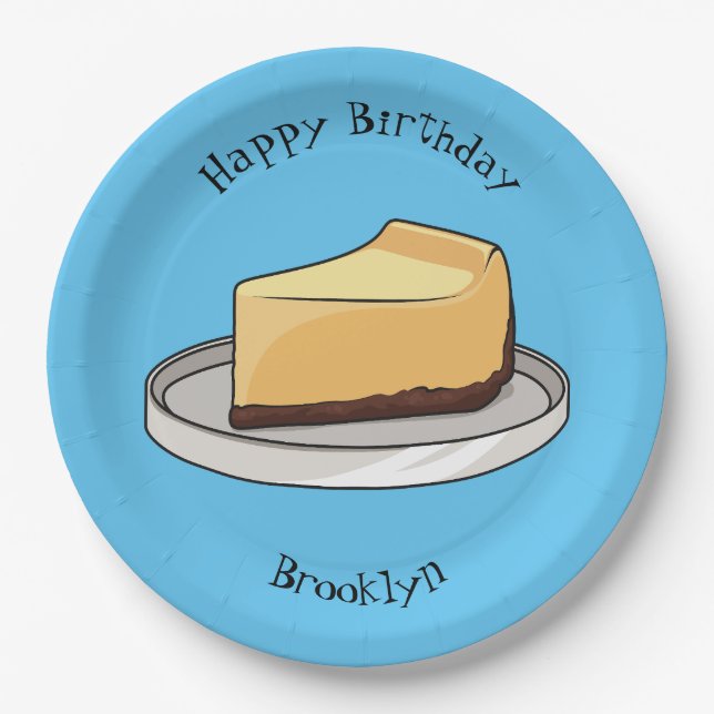 Cheesecake cartoon illustration paper plate (Front)