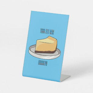Cheesecake cartoon illustration pedestal sign