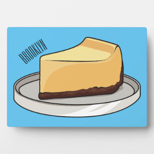 Cheesecake cartoon illustration plaque