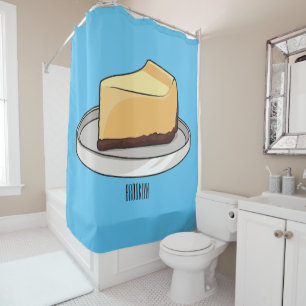 Cheesecake cartoon illustration shower curtain