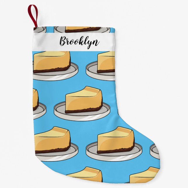 Cheesecake cartoon illustration small christmas stocking (Front)