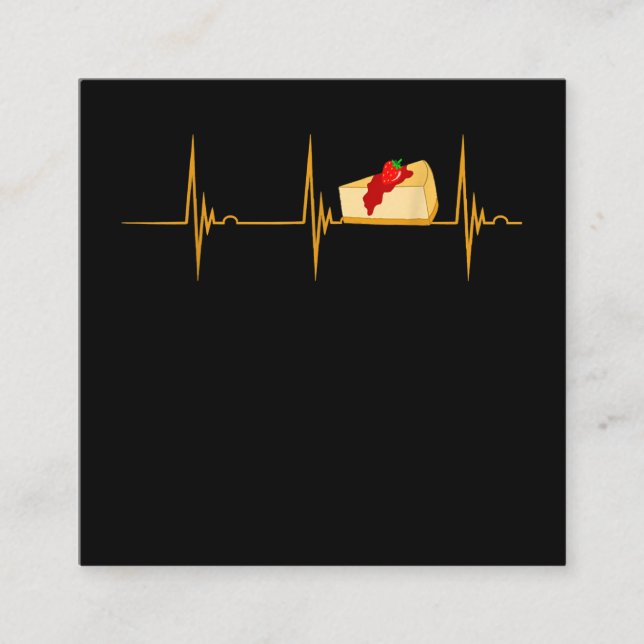 Cheesecake Dessert Cheese Cake Heartbeat Ekg Pulse Square Business Card (Front)