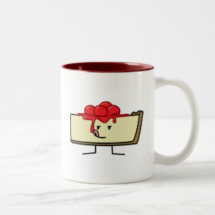 Cheesecake licking cherries topping pie crust Two-Tone coffee mug
