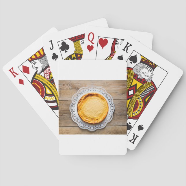 Cheesecake on rustic wood cake top. playing cards (Back)