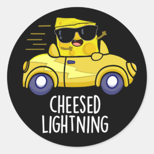 Cheesed Lightning Funny Cheese Pun Dark BG Classic Round Sticker