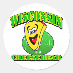 CheeseHead Cartoon Classic Round Sticker