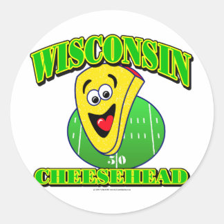 CheeseHead Cartoon Classic Round Sticker