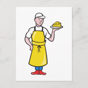 Cheesemaker Holding Plate of Cheese Postcard