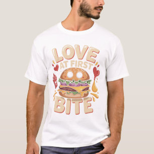 Cheesy Burger Love at First Bite T-shirt Design
