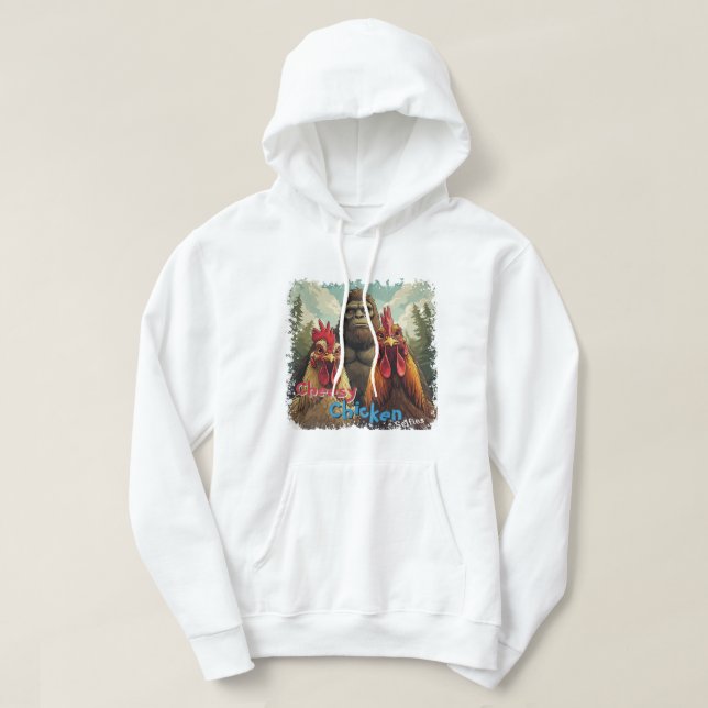 "Cheesy Chicken Selfies" Bigfoot Photo Op  Hoodie (Design Front)