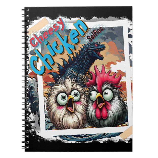 "Cheesy Chicken Selfies" T-Rex Spiral Notebook (Ed (Front)