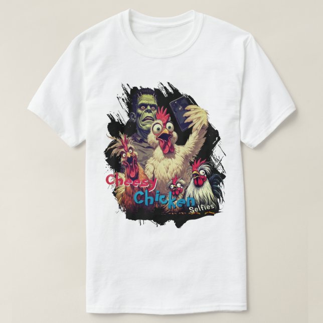 Cheesy Chickens Meet Frankenstein Tee (Design Front)