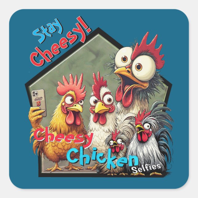 "Cheesy Chickens Meetup" Square Sticker (Front)