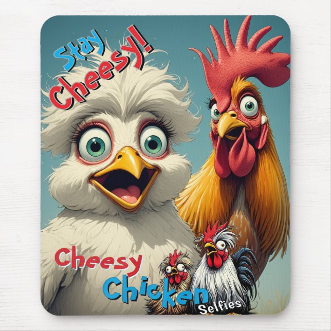 "Cheesy Chickens Terry & Kay Silkie Chickens" Mouse Mat (Front)