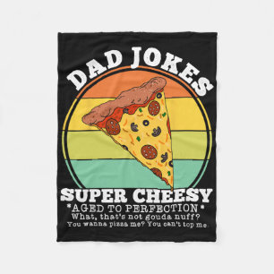 Cheesy Dad Joke Slice Of Pizza Funny Fathers Day R Fleece Blanket