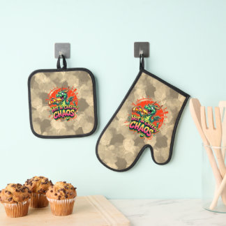 Cheesy Dragon Delight Oven Mitt & Pot Holder Set