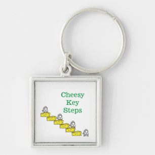 Cheesy Key Steps Open Doors Key Chain