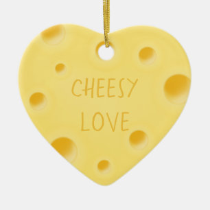 "Cheesy Love" Adorable Custom Cheese Heart Ceramic Tree Decoration