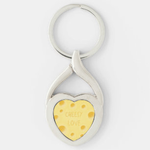"Cheesy Love" Adorable Customizable Cheese Heart Key Ring