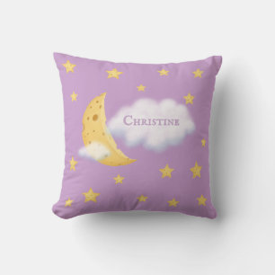 Cheesy Moon & Stars Personalised Adorable Lilac Cushion