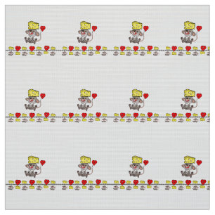 Cheesy Mousey Kisses Red Hearts Fabric