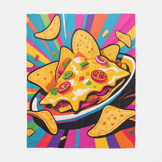 Cheesy Nachos Explosion Pattern Fleece Blanket (Front)