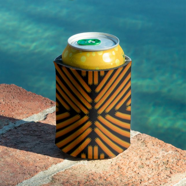 Cheesy Noodle Doodle Art Symmetrical Lined Pattern Can Cooler (In Situ Pool)