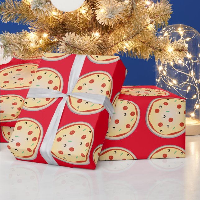 Cheesy Pizza  Pepperoni Meat Pie Pattern Wrapping Paper (Holidays)