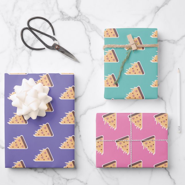Cheesy Pizza  Pepperoni Meat Slices Dripping Wrapping Paper Sheet (Front)