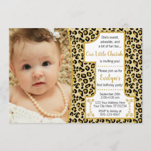 Cheetah 1st Birthday Invitation   Safari Party