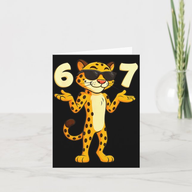 Cheetah 67 Meme Funny Kids Teens Gen Alpha Slang 6 Card (Front)