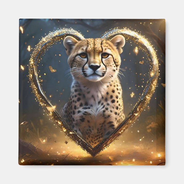 Cheetah: A Golden Love Heart Magnet (Front)