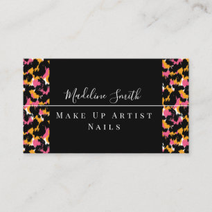 Cheetah Abstract Pink  Makeup Artist Business Card