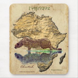 Cheetah & Africa Map Big Cat Wildlife Art Mousepad