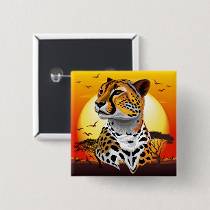 Cheetah African Feline Wild Animal 15 Cm Square Badge