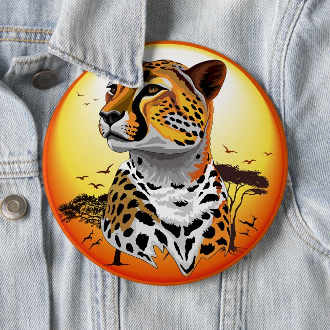 Cheetah African Feline Wild Animal 6 Cm Round Badge (In Situ)