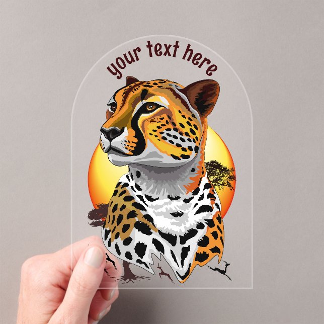 Cheetah African Feline Wild Animal Acrylic Invitations (Insitu (Handheld))