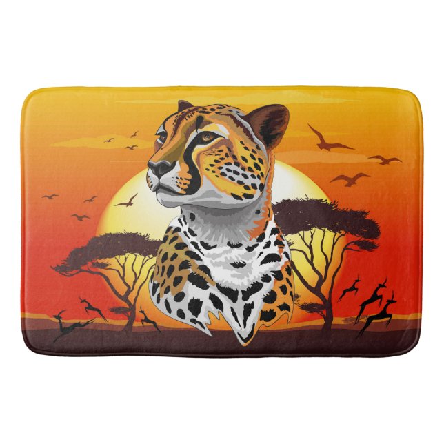 Cheetah African Feline Wild Animal Bath Mat (Front)