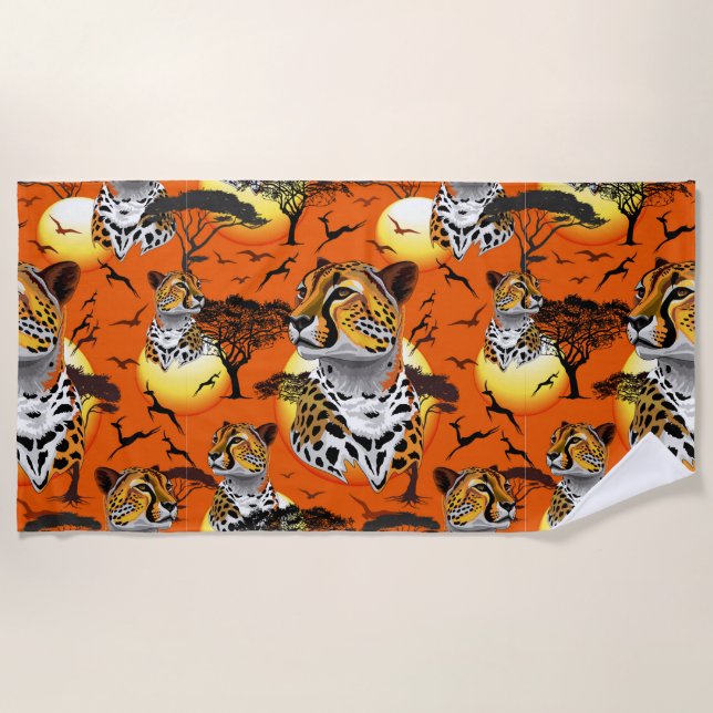 Cheetah African Feline Wild Animal Beach Towel (Front)